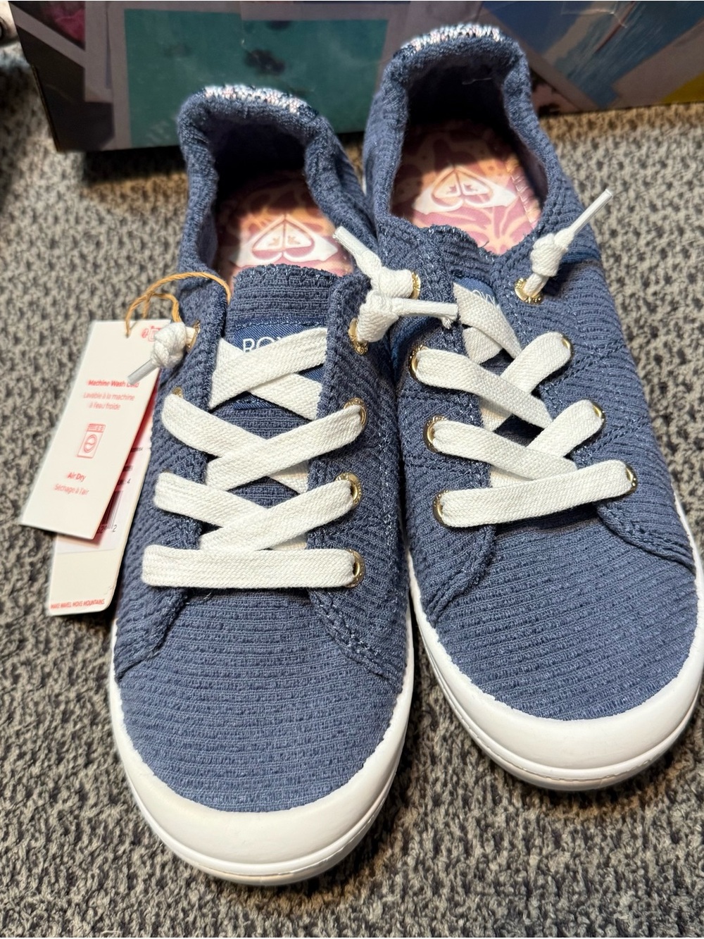 Girls' Navy Knit Lace-Up Sneakers - Size 6.5 women’s